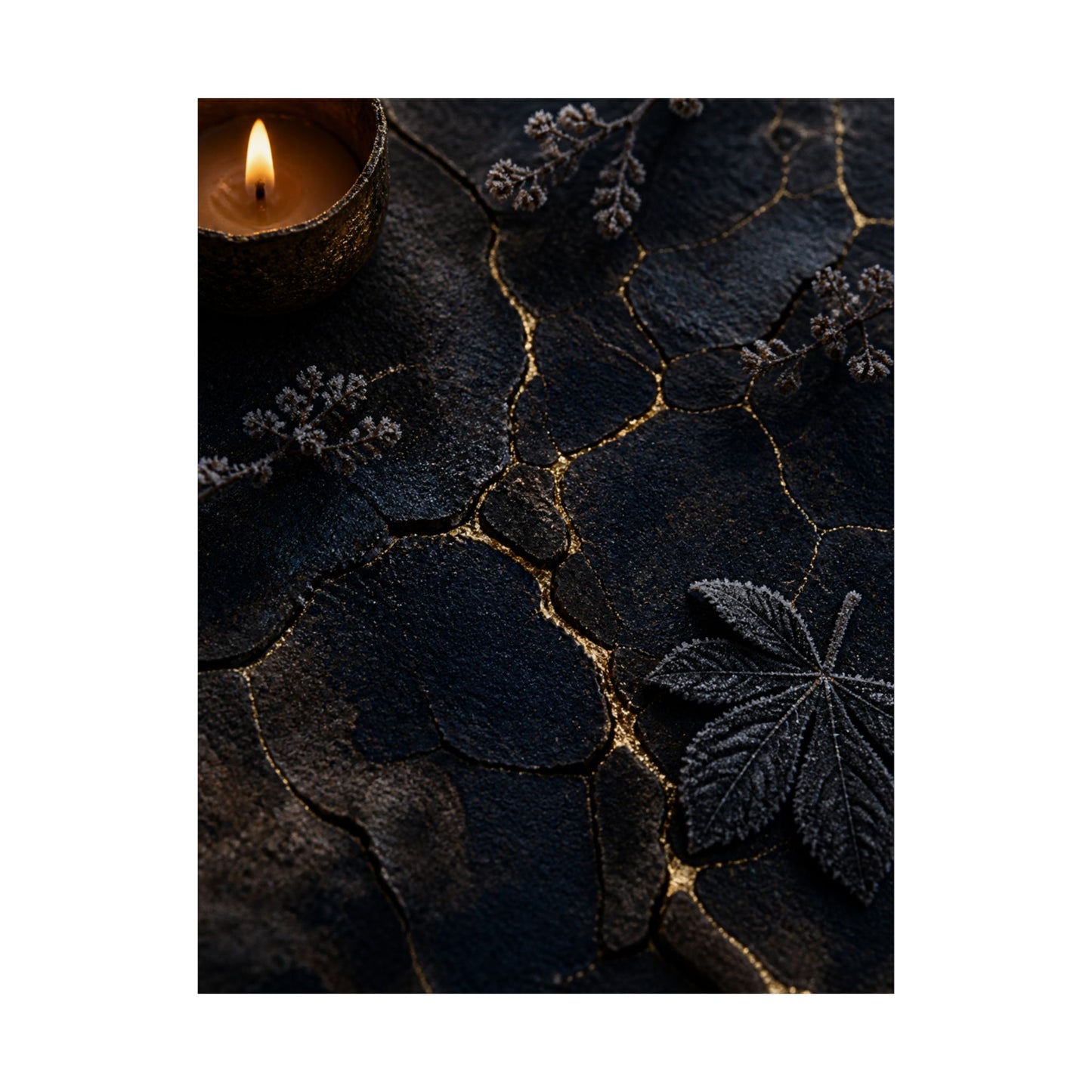 Luxurious Cracked Earth Wall Art Print - Moody Minimal Dark Japandi