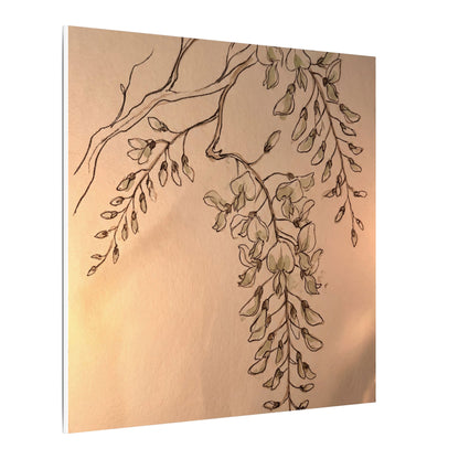 Japandi Wisteria in Candlelight | Minimal Line Canvas Art