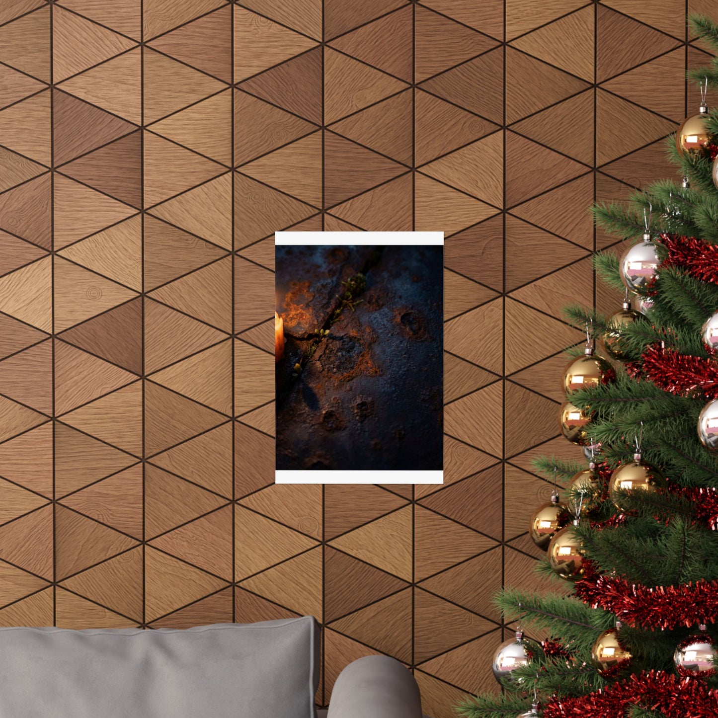 Dark Japandi Rust Patina in Candlelight | Charcoal Ink Wall Art Print