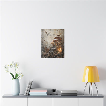 Wild Mushrooms Texture Canvas Art | Elegant Japandi Art