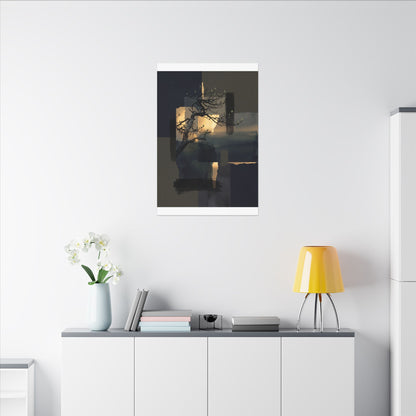 Golden Hour Pine Tree Canvas Art - Dark Japandi Kanso