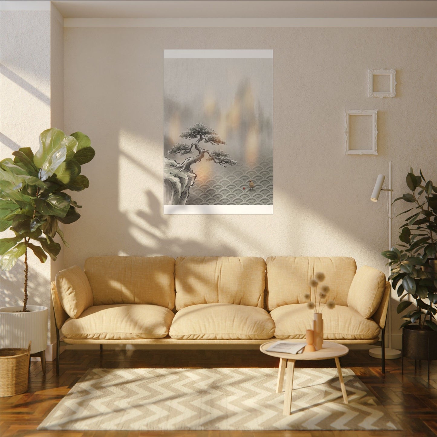 Pine Tree Canvas Art | Winter Japandi Japanese Pattern Art