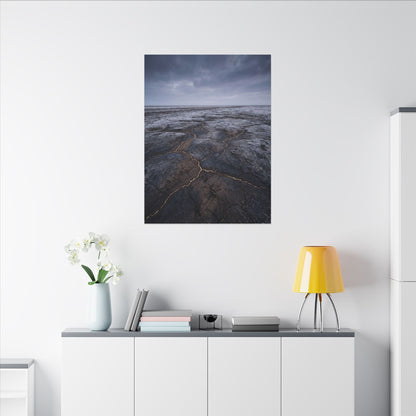 Dark Japandi Cracked Earth in Overcast | Dark Texture Canvas Art