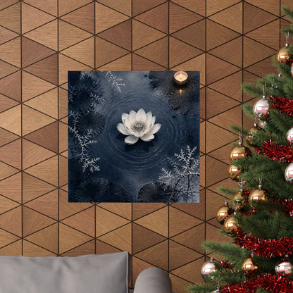 Lotus Flower Wall Art Print | Winter Zen Sumi E Art