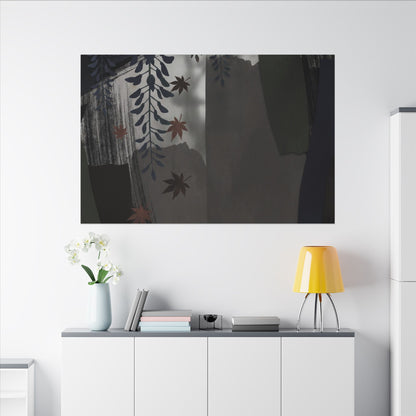 Wisteria Autumn Canvas Art | Dark Japandi Moody Design