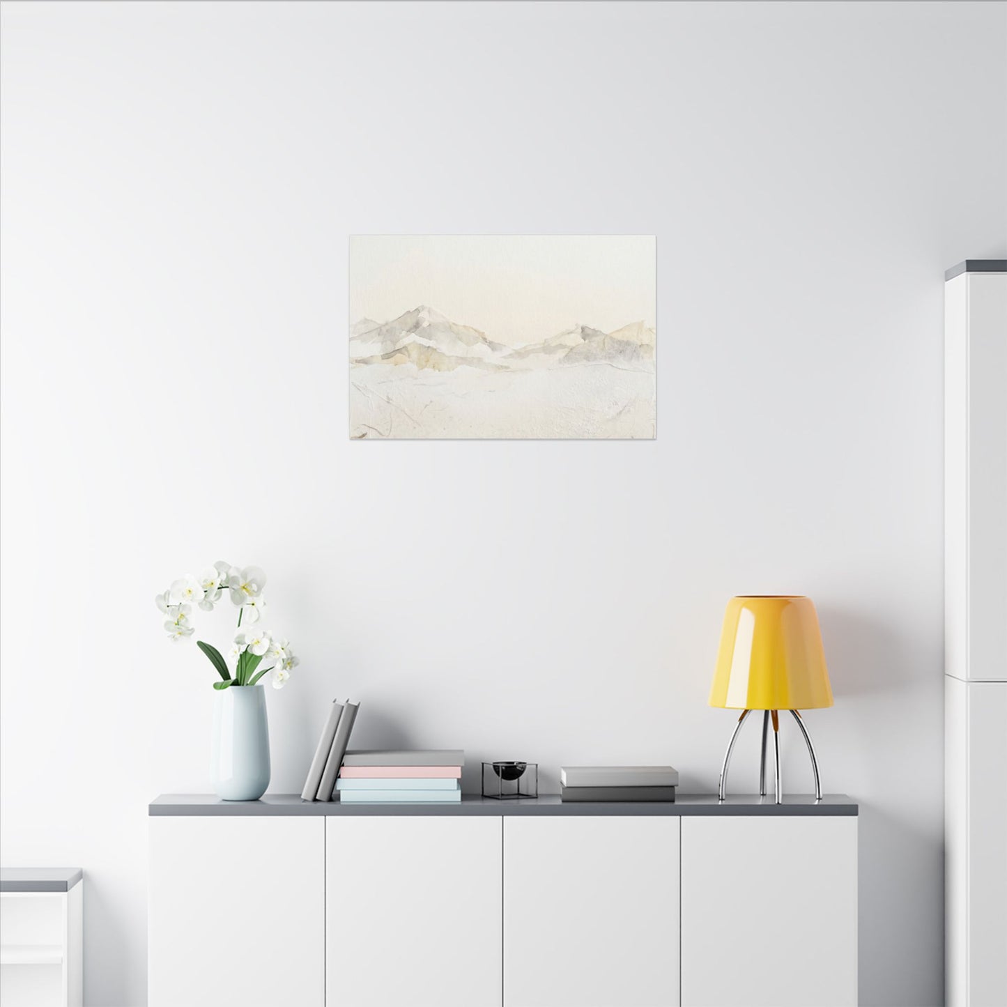 Mountain Mist Winter Canvas Art | Japandi Warm Design