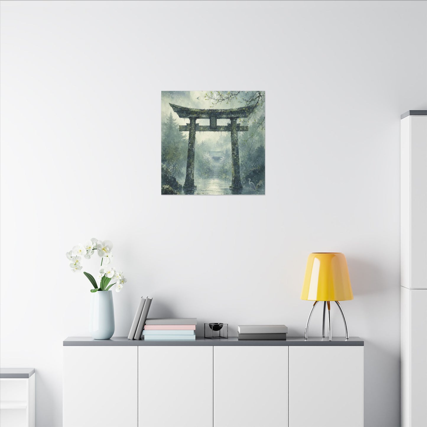 Earthy Torii Gate Canvas Art - Watercolor Japandi