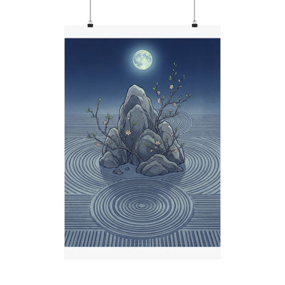 Kanso Rock Garden Wall Art Print - Zen Ukiyo E Inspired Art Print