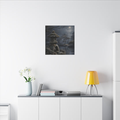 Stone Lantern Canvas Art | Winter Japandi Japanese Pattern Art