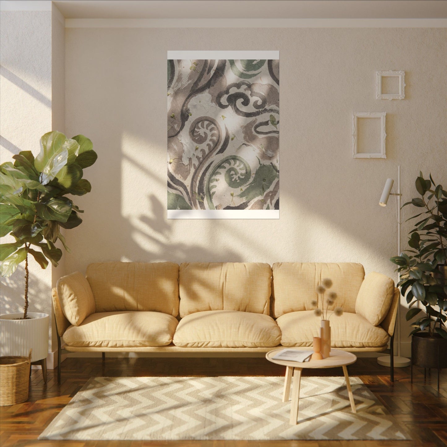 Dappled Ink Brushstroke Canvas Art - Japandi Ma