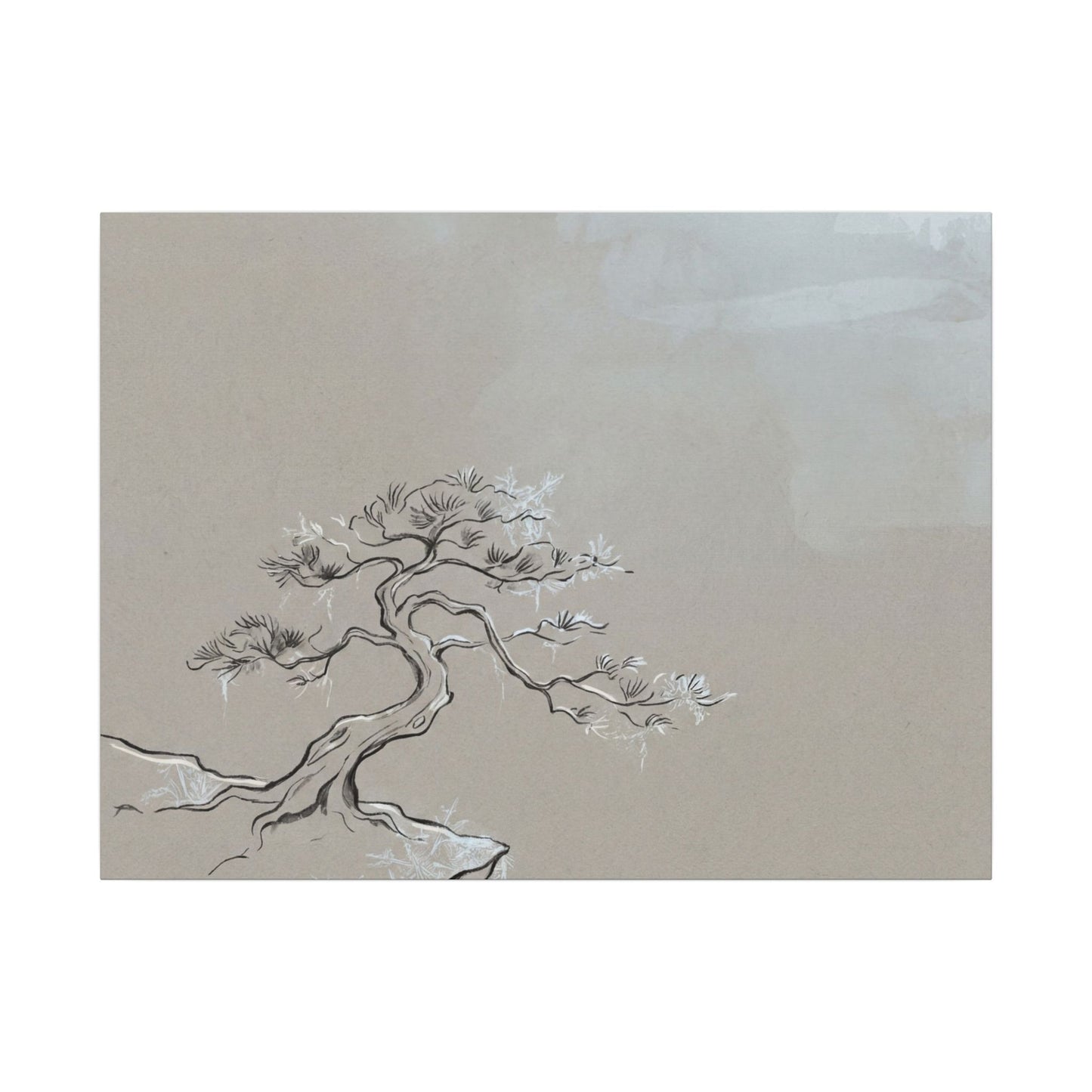 Pine Tree Minimal Line Canvas Art | Warm Japandi Art Art Print