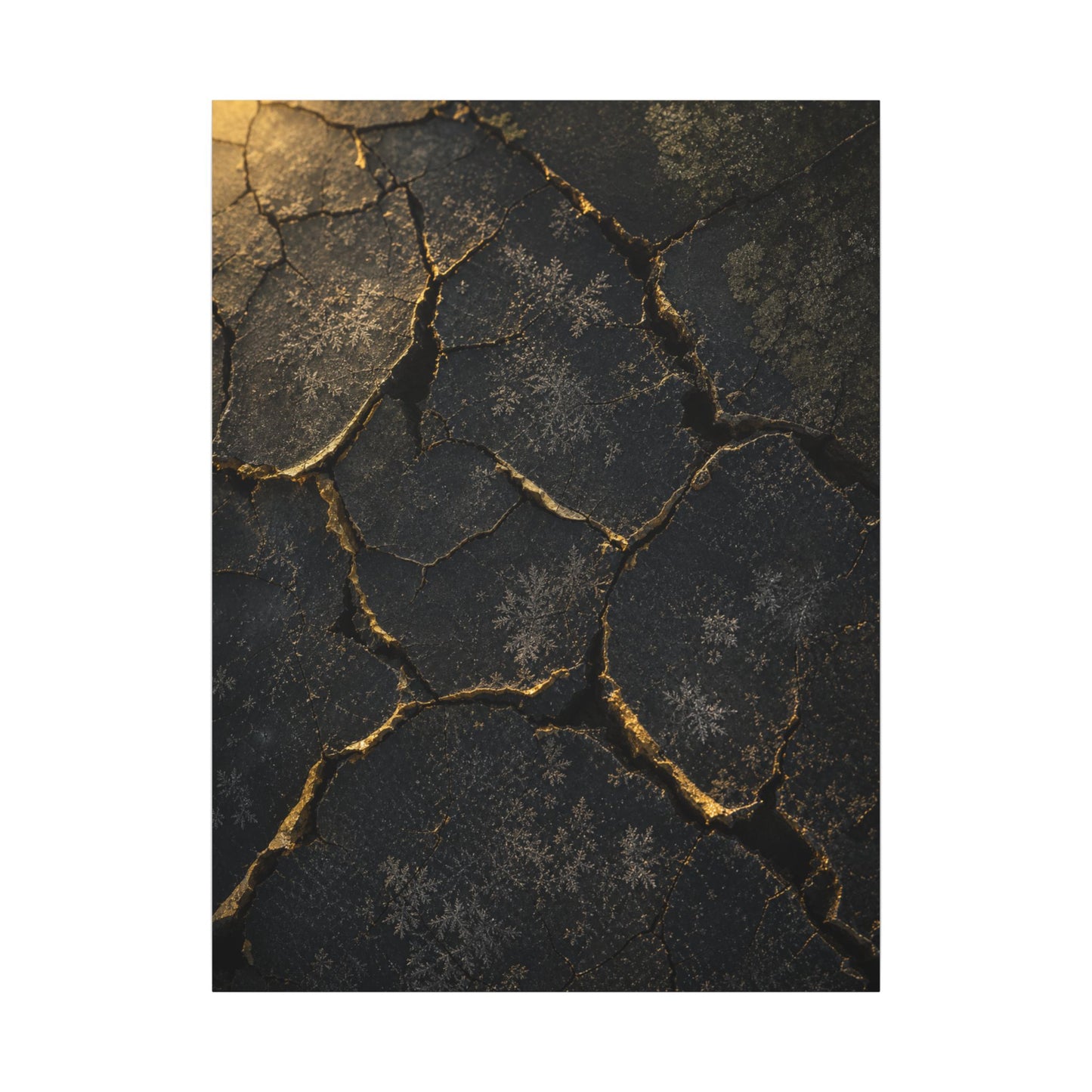 Cracked Earth Canvas Art | Winter Dark Japandi Shadow Zen Art