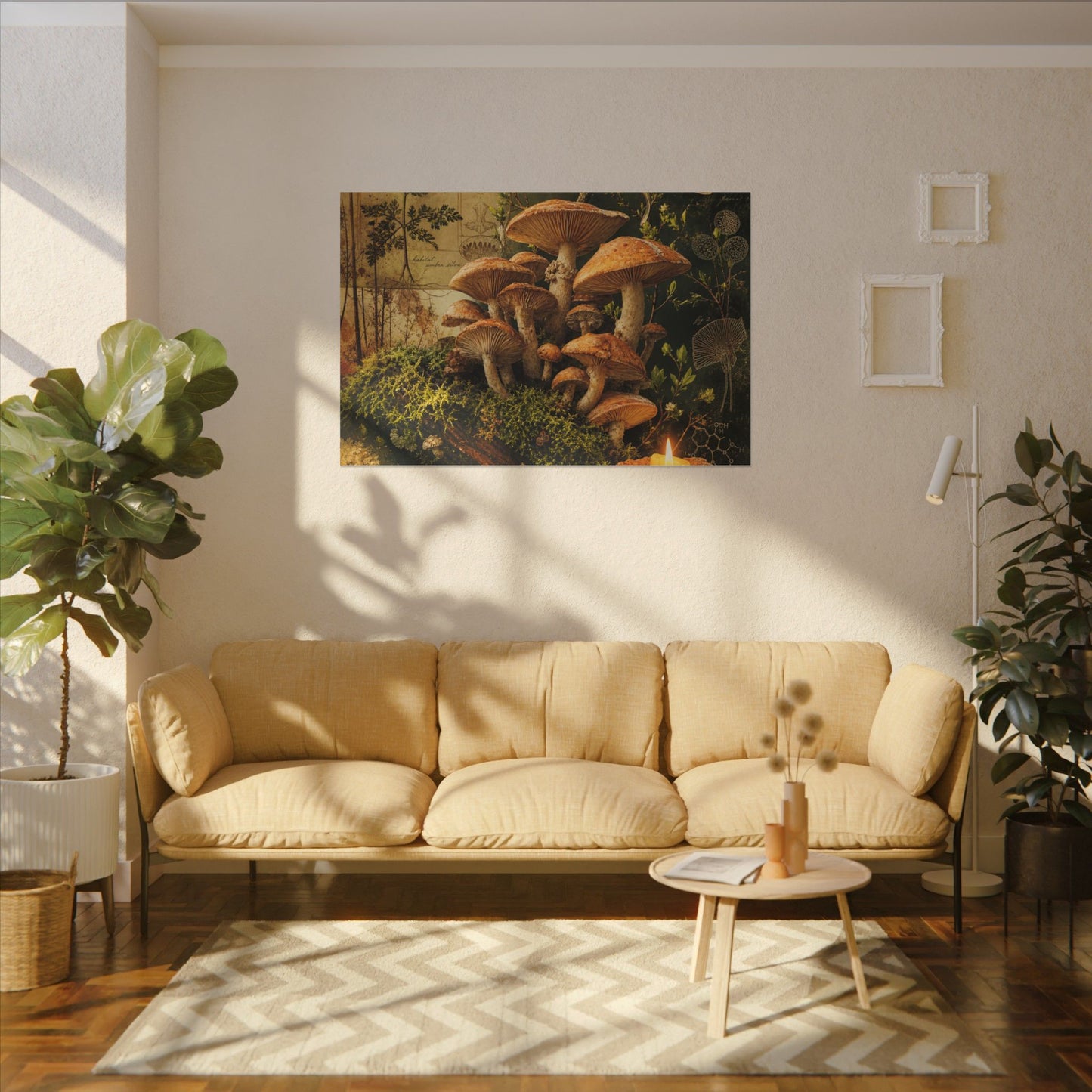 Spring Wild Mushrooms Herbarium Canvas Art | Earthy Decor
