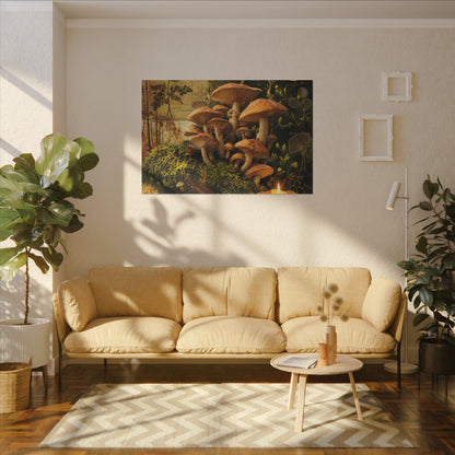 Spring Wild Mushrooms Herbarium Canvas Art | Earthy Decor