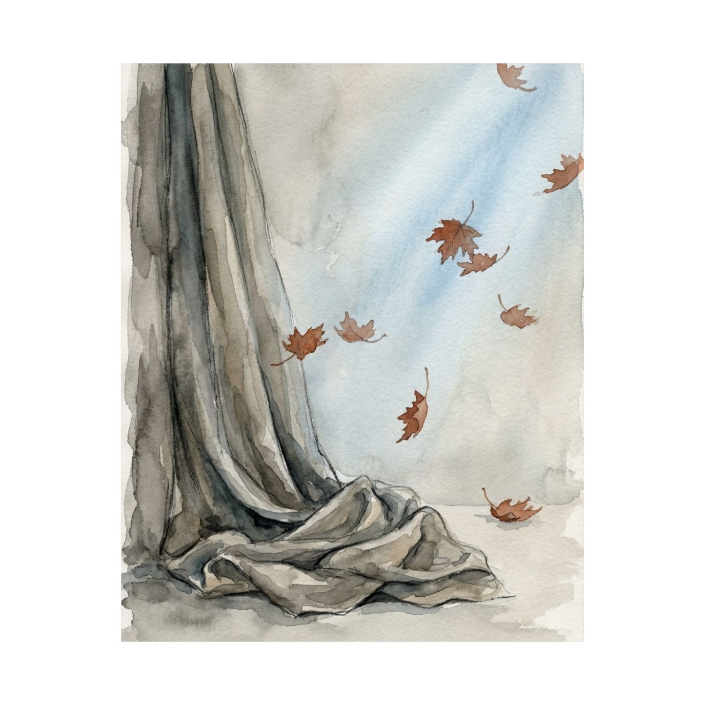 Warm Silk Drape Wall Art Print - Watercolor Japandi