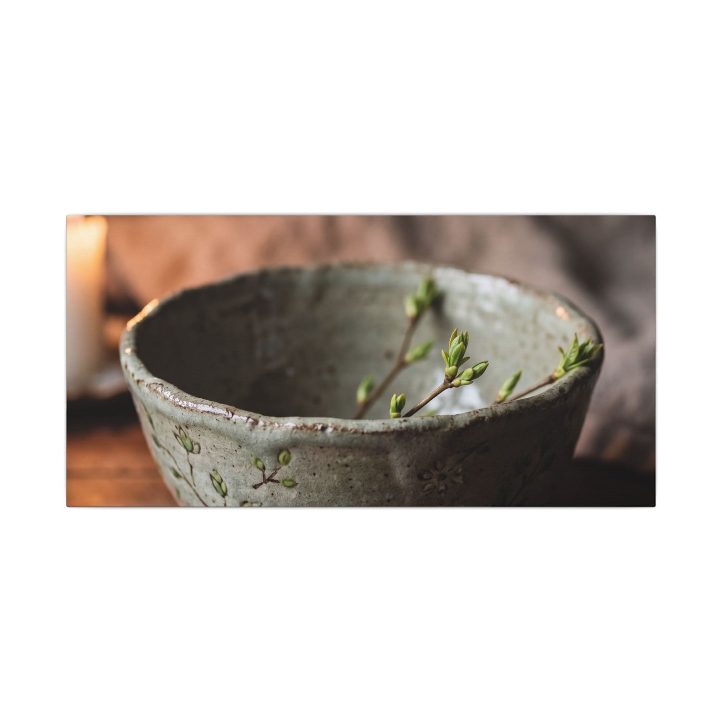 Ceramic Bowl Spring Canvas Art | Japandi Neutral Design