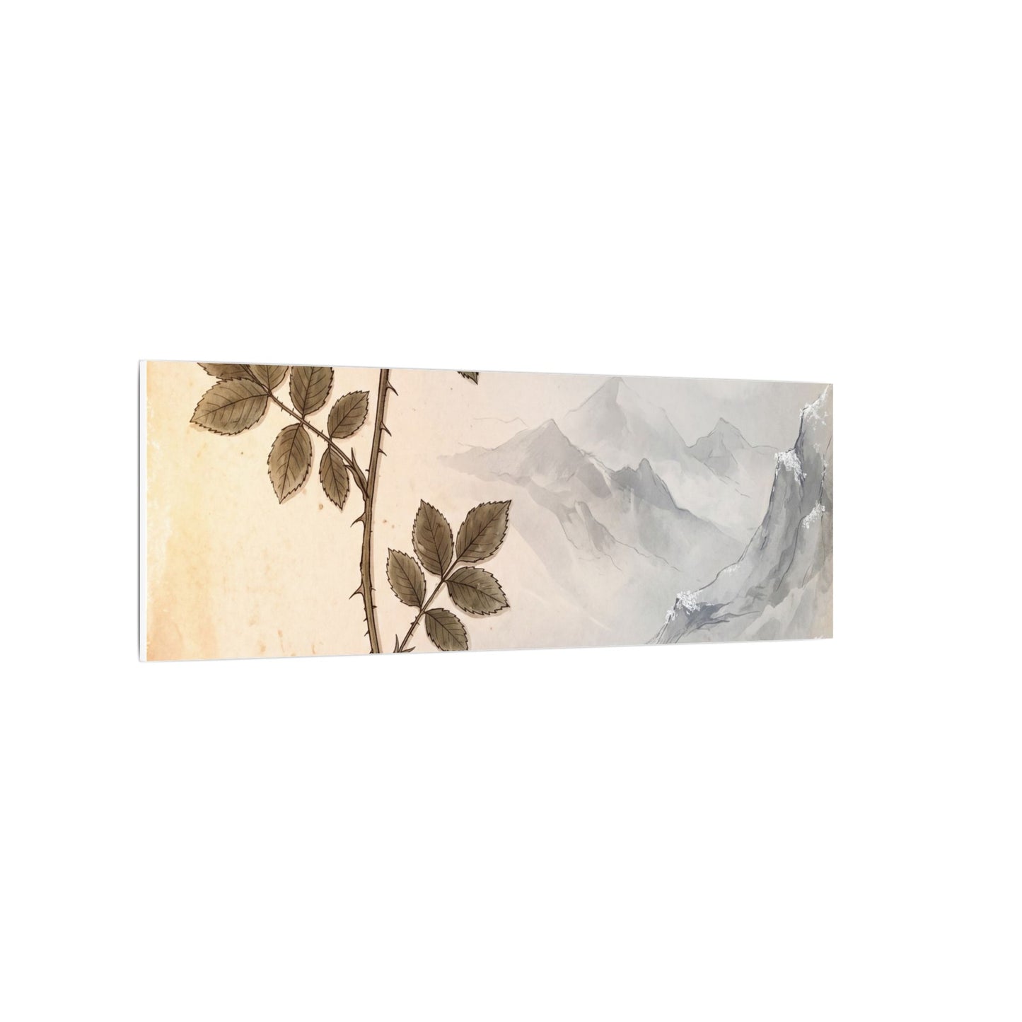 Winter Mountain Mist Herbarium Canvas Art | Earthy Decor