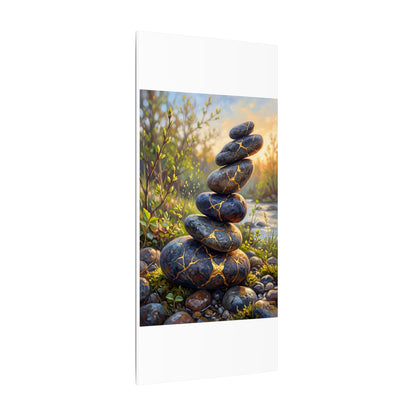 Spring River Stones Gold Repair Canvas Art | Healing Decor