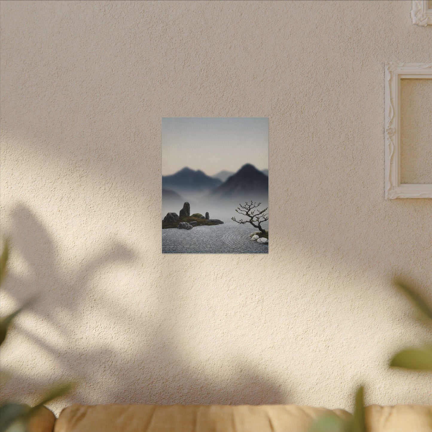 Mountain Mist Karesansui Canvas Art | Contemplative Zen Art