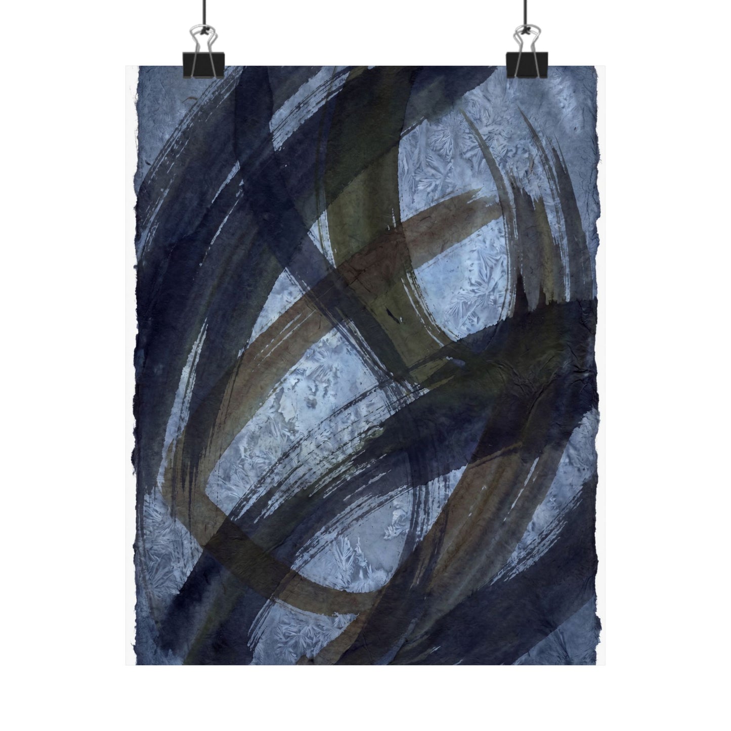 Ink Brushstroke Winter Wall Art Print | Dark Japandi Bold Design Art Print