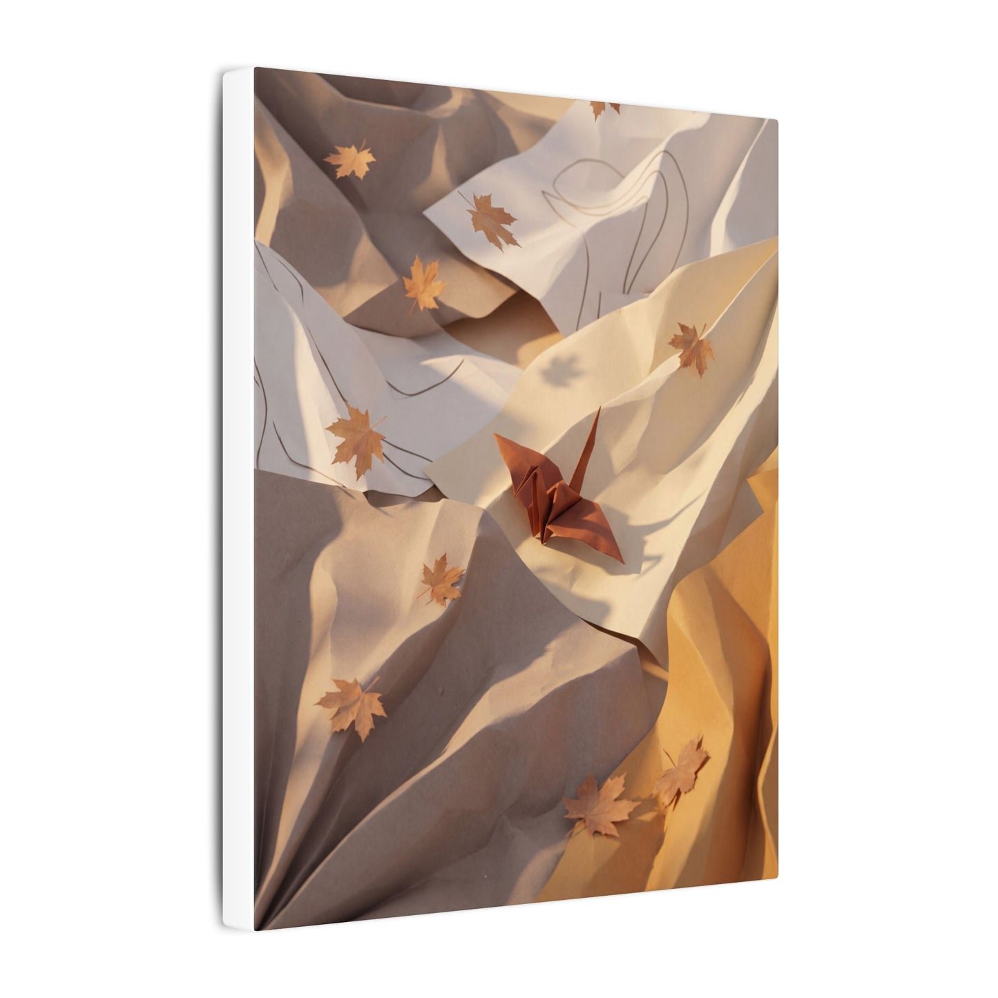 Autumn Paper Fold Minimal Line Canvas Art | Cozy Decor
