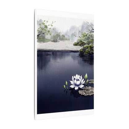 Lotus Flower Karesansui Canvas Art | Tranquil Zen Art