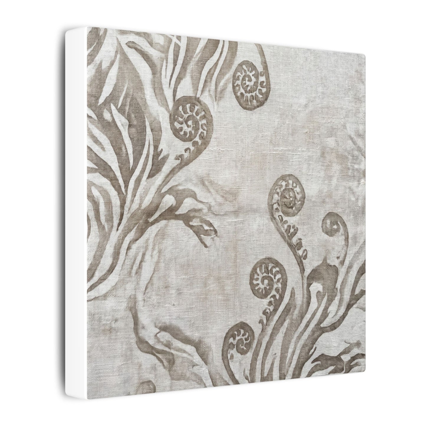 Japandi Fern Unfurling in Overcast | Japanese Pattern Canvas Art