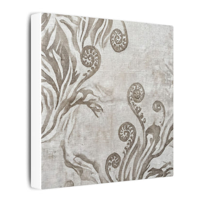 Japandi Fern Unfurling in Overcast | Japanese Pattern Canvas Art