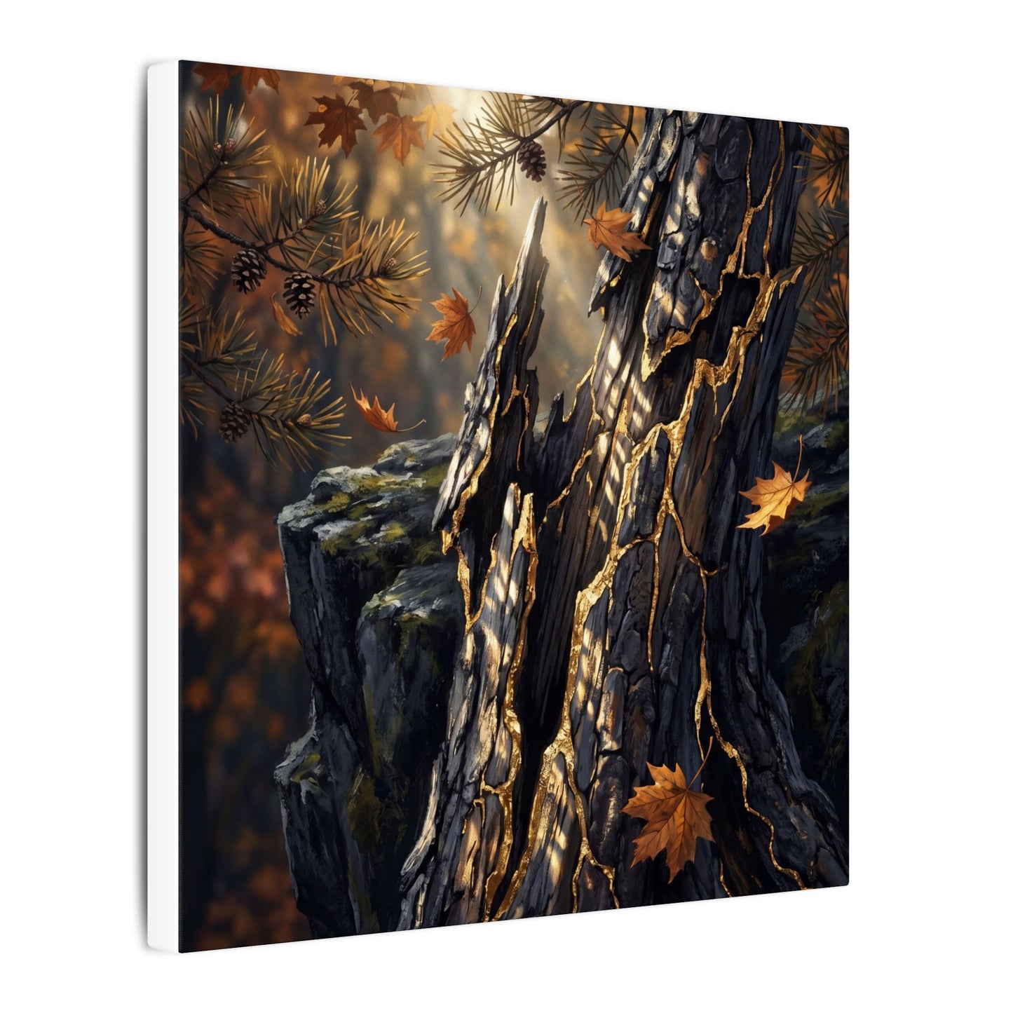 Pine Tree Autumn Canvas Art | Kintsugi Beautiful Design