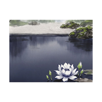 Lotus Flower Karesansui Canvas Art | Tranquil Zen Art