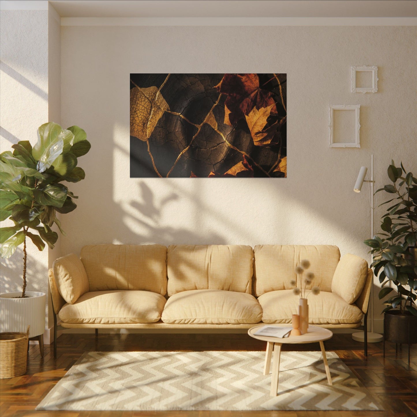 Resilient Shadow Play Canvas Art - Crackle Gold Kintsugi