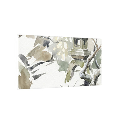 Elegant Stone Lantern Canvas Art - Watercolor Japandi