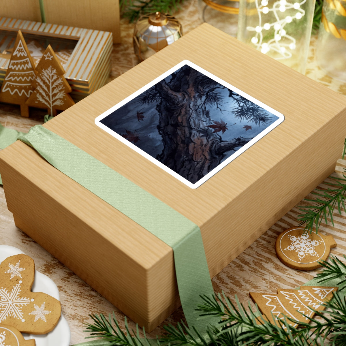 Kanso Pine Tree Sticker - Dark Japandi Shadow Zen