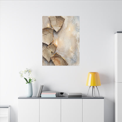 Broken Pottery Winter Canvas Art | Japandi Warm Design