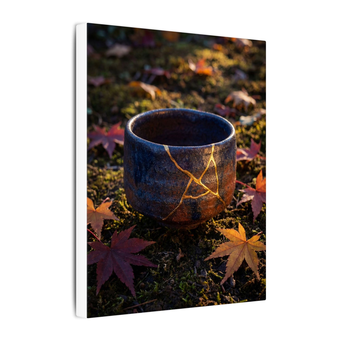 Kanso Moonlit Garden Canvas Art - Kintsugi Gold Repair