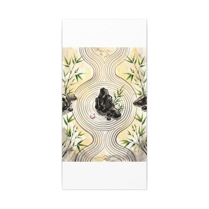 Zen Rock Garden in Golden Hour | Sumi E Canvas Art
