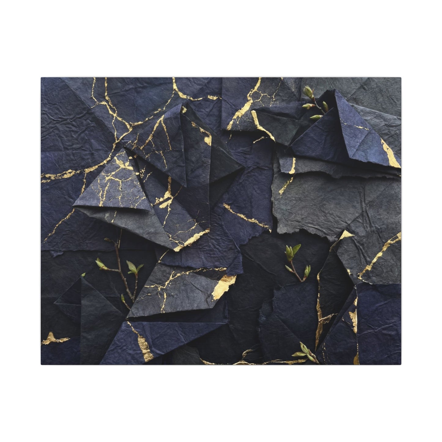 Beautiful Paper Fold Canvas Art - Crackle Gold Kintsugi Art Print