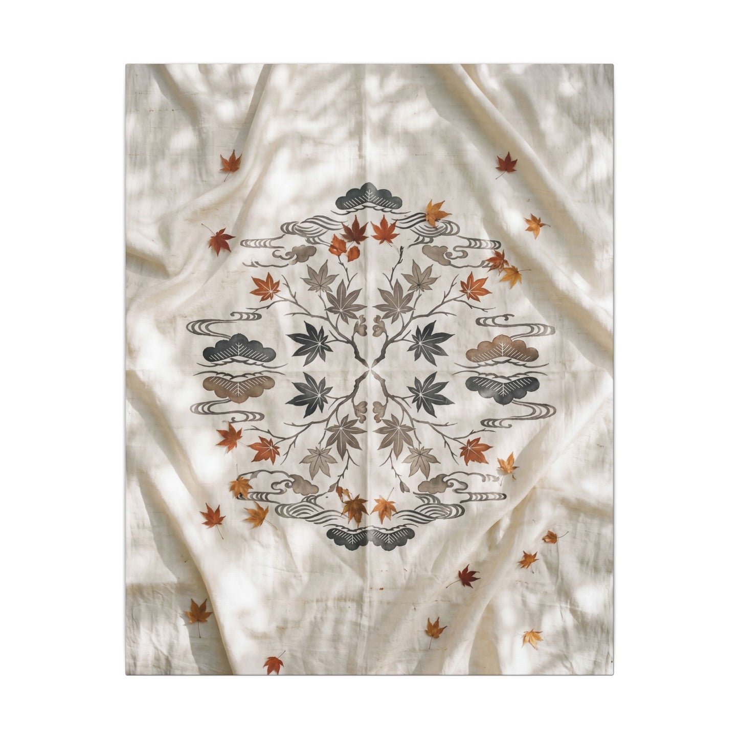 Elegant Silk Drape Canvas Art - Japanese Pattern Japandi
