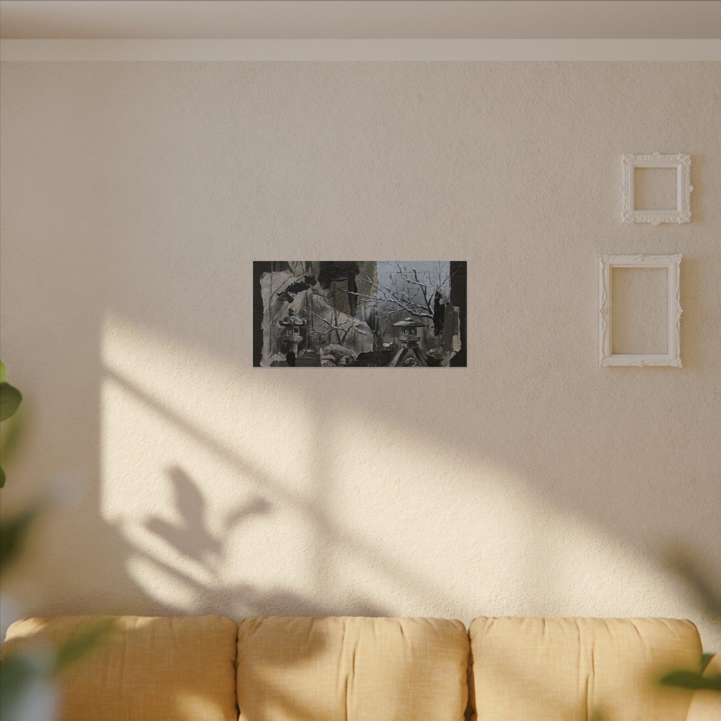 Winter Moonlit Garden Dark Texture Canvas Art | Moody Decor