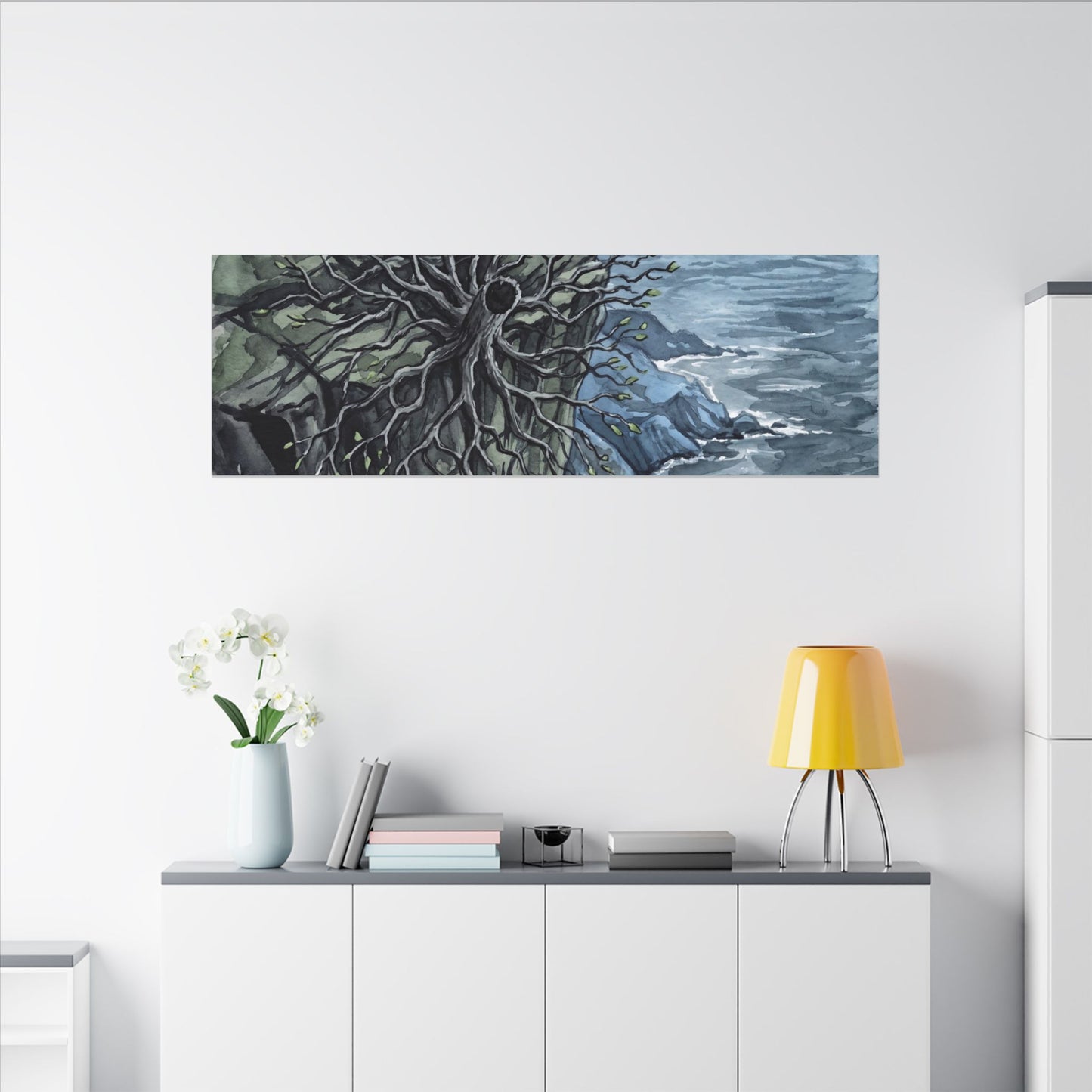 Pine Tree Spring Canvas Art | Japandi Neutral Design
