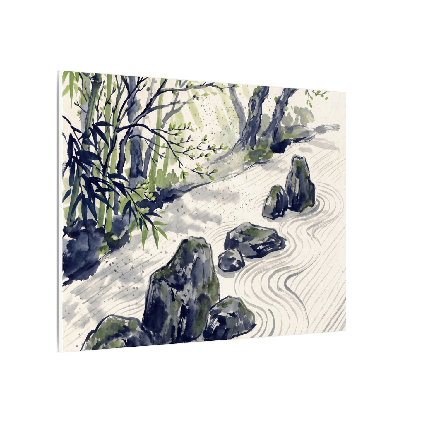 Dappled Rock Garden Canvas Art - Zen Mono No Aware