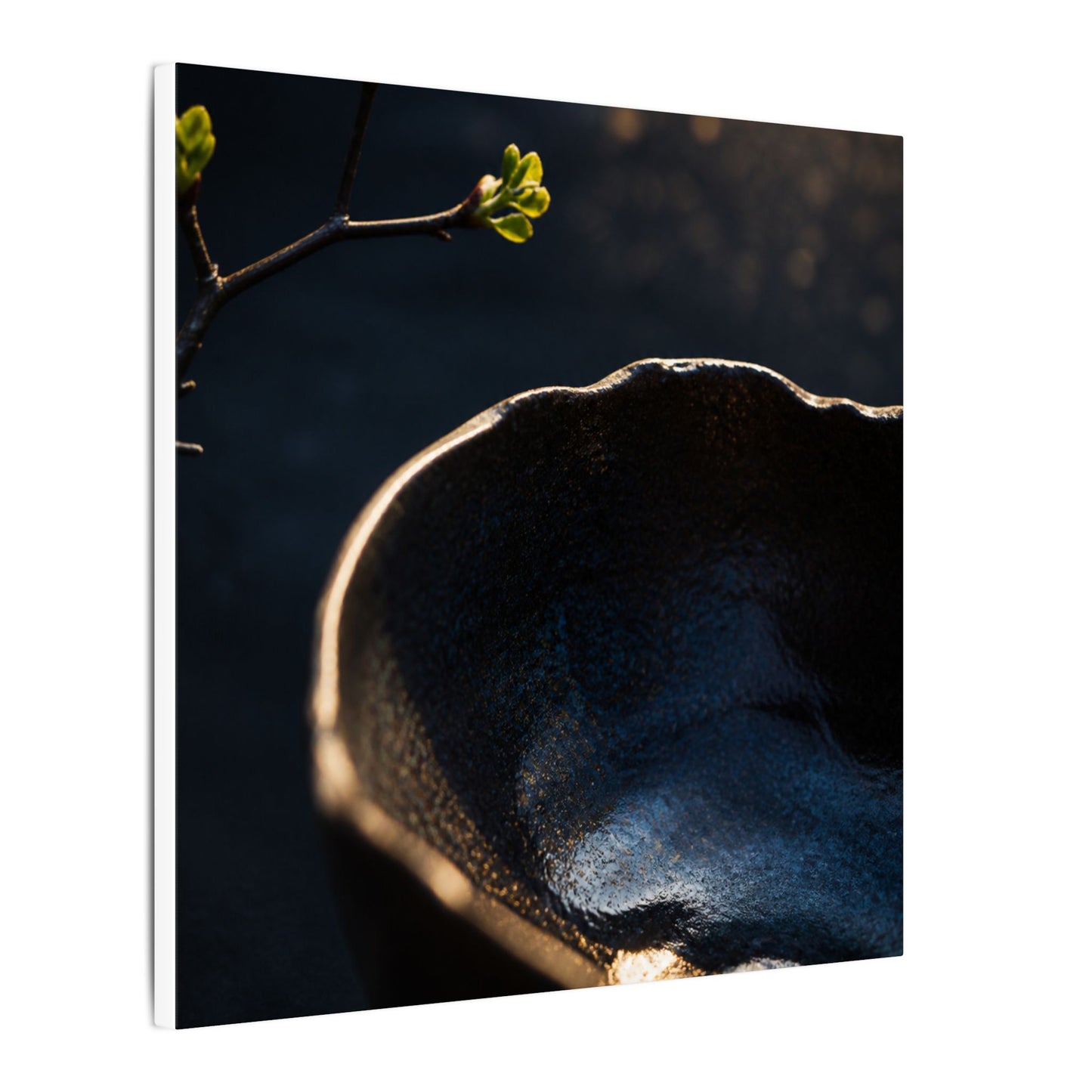Ma Ceramic Bowl Canvas Art - Dark Japandi Shadow Zen