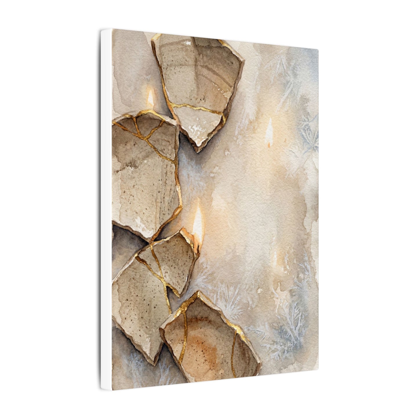 Broken Pottery Winter Canvas Art | Japandi Warm Design