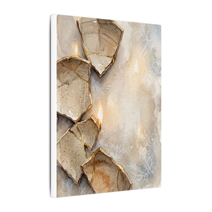 Broken Pottery Winter Canvas Art | Japandi Warm Design