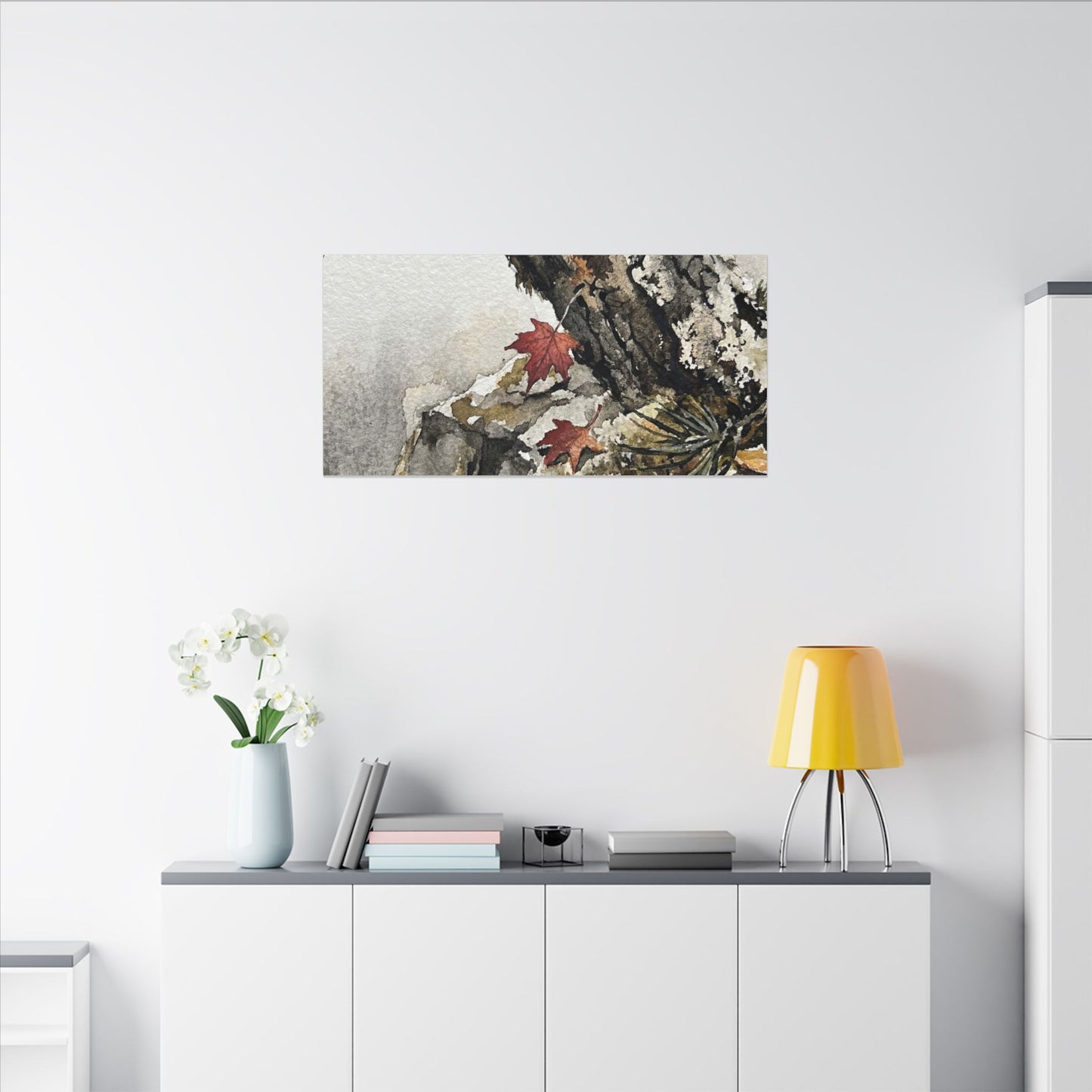 Pine Tree Autumn Canvas Art | Japandi Earthy Design