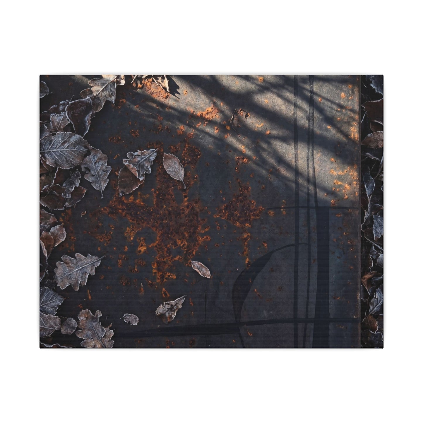 Shibui Rust Patina Canvas Art - Dark Japandi Charcoal Ink