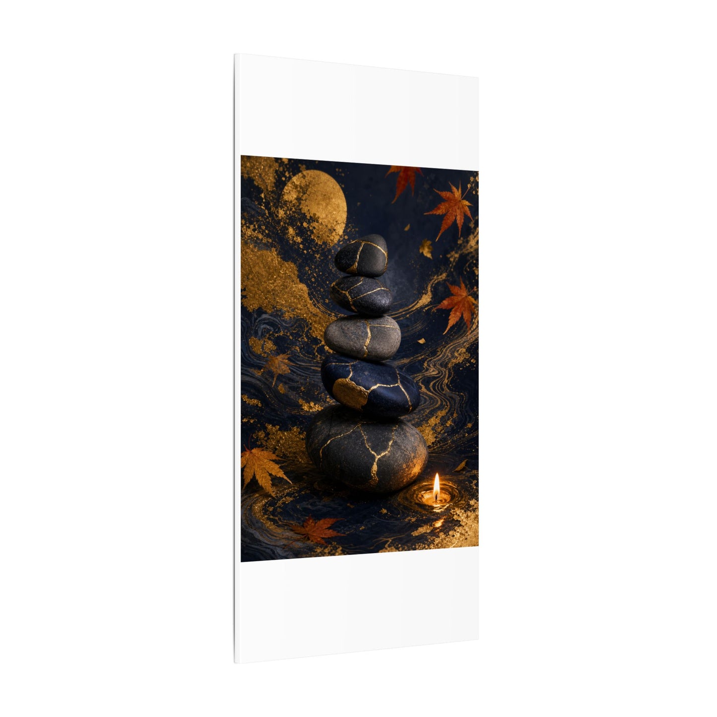 River Stones Autumn Canvas Art | Kintsugi Artful Design