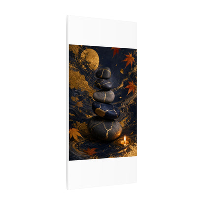 River Stones Autumn Canvas Art | Kintsugi Artful Design