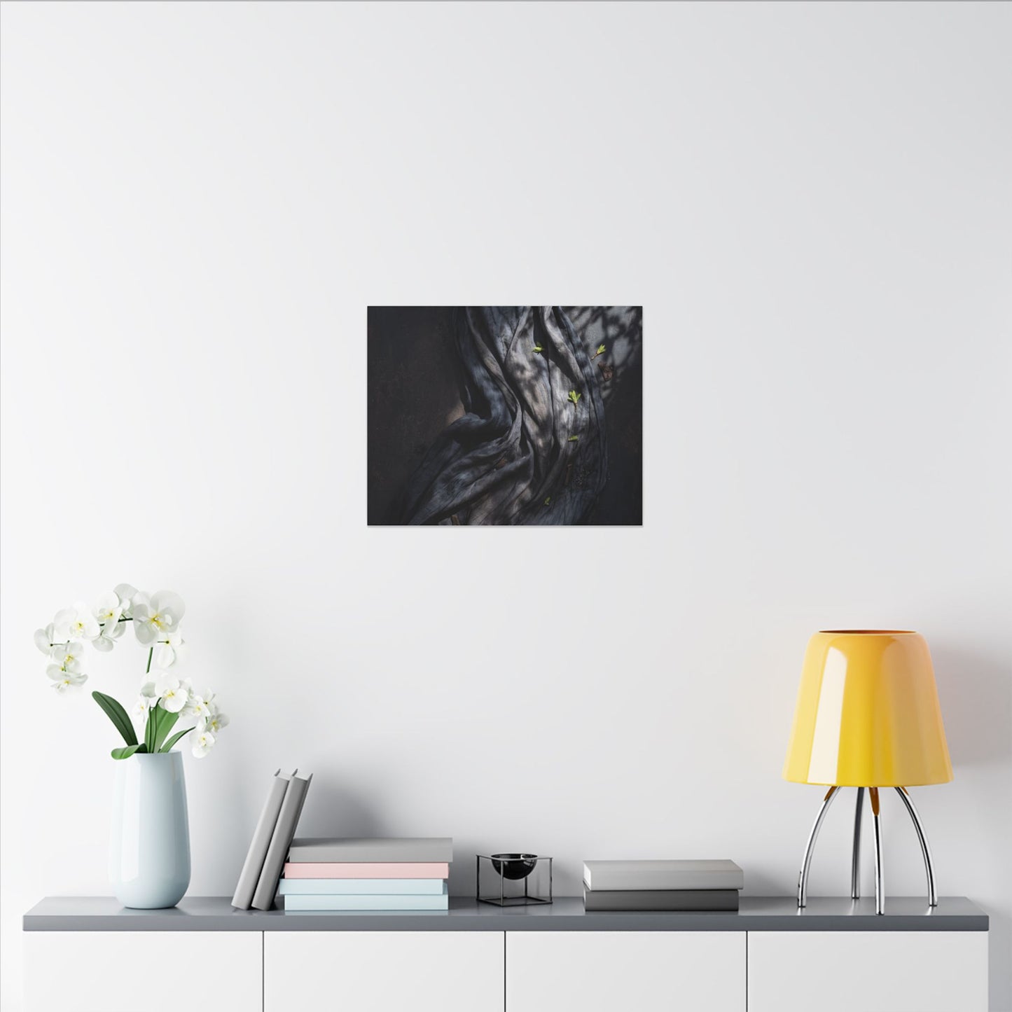 Seijaku Silk Drape Canvas Art - Dark Japandi Dark Texture