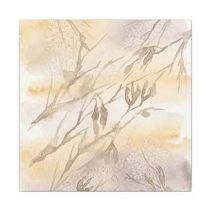 Shadow Play Winter Canvas Art | Japandi Warm Design